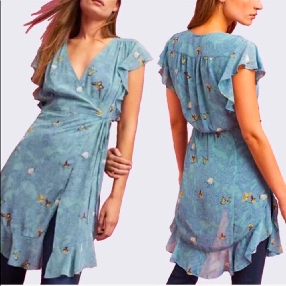 Feather Bone X Anthropologie Butterfly Wrap Dress